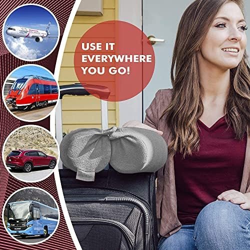 Travel Pillow, Memory Foam Neck Pillow, Adjustable Roll Pillow, for Travel, Airplanes, Trains, Car, Home, Office, Sleeping Rest Back Support Cushion, 68cm X 10cm (Grey) - Image 3