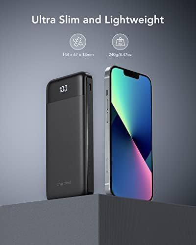 Charmast Externe batterij 10.000 mAh met 4 geïntegreerde kabels, draagbare batterij, USB C, dun, powerbank met 6 uitgangen en 3 ingangen voor iPhone 12 13 11 Samsung S21 S22 - Image 4