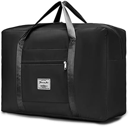 KSIBNW Travel Bag Hand Luggage 55x40x20cm, Lightweight Foldable Hand Luggage Ryanair Waterproof Large zwart Women Men, 45L Bag Sports Bag Hospital Bag Weekender Bag Training Bag for Travel