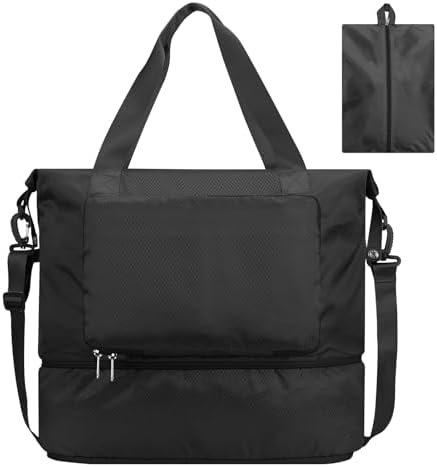 Yomisee Reistas voor dames, weekendtas, handbagage, tas, sporttas, duffle bag, ziekentas, geboorte, fitnesstas, trainingstas voor vliegtuig, reizen, zwart - Image 8