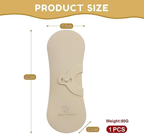 XIXKOLYU® Draagbare opbergtas voor make-upkwasten van siliconen, met zijdelingse gesp, waterdichte organizer voor reizen, opbergdoos voor make-up (kaki) - Image 2