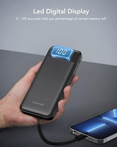Charmast Externe batterij 10.000 mAh met 4 geïntegreerde kabels, draagbare batterij, USB C, dun, powerbank met 6 uitgangen en 3 ingangen voor iPhone 12 13 11 Samsung S21 S22 - Image 7