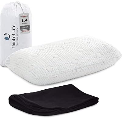 Reiskussen VOLAR | Camper kussen | Nekkussen van visco-schuim | Orthopedisch neksteunkussen met warmteregulerende overtrek | Klein kussen voor camping, vliegtuig, trein of voor in het hotel 40x25x10cm