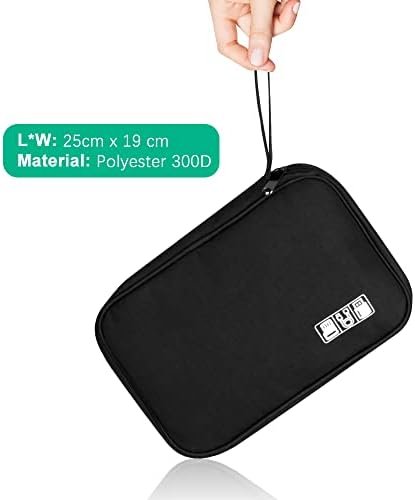 HCFGS Elektronische tas, reistas, schokbestendig, vochtbestendig, opbergtas, draagbare tas, accessoireorganizer voor harde schijven, kabels, oplader, telefoon, USB, SD-kaart (zwart) - Image 6