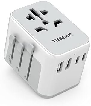 TESSAN Universele Stekkeradapter, Universele Reisstekker Adapter met 2 USB en 2 USB C, Universele Adapter voor EU, VK, Amerika, Canada, Australië, Universele Stekkeradapter