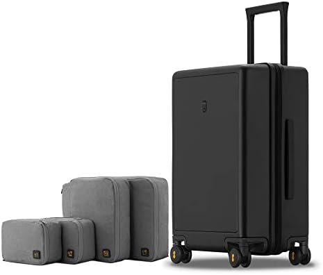 LEVEL8 Koffer Bagage 54.5 cm Cabine koffer PC Materiaal Lichtgewicht Ingebouwd TSA-slot, 8 Spinnerwielen, Handbagage,Hardcase Koffer en Trolley, 20 inch,40L,Zwart