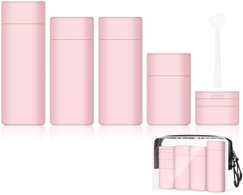 flintronic Reisflessen set voor toiletartikelen, lekvrije siliconen reiscontainers, kleine lege miniflessen, reisaccessoires voor toiletartikelen, shampoos, conditioner en lotion-roze - Image 9