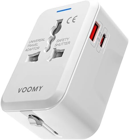 VOOMY Universele Wereldstekker, Reisadapter Voor 150+ Landen, Reisstekker Universeel Voor Afrika Engeland Australia India Amerika, Wereld Adapter Met Snel Lader USB A QC 3.0 en USB C 20W Poorten