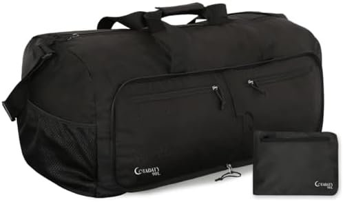Cotabaty 90L Opvouwbare Reizen Duffle Bag Hold Alle Reizen Bagage Tas Vakantie Tas met Multi-Zakken voor Vrouwen Mannen, Zwart, 90L