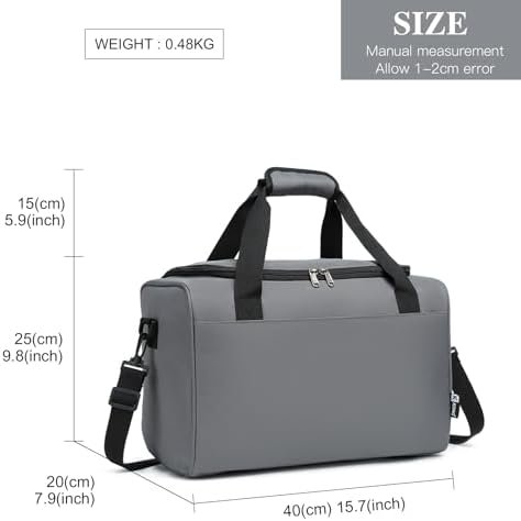 Kono 20L bagage voor onder de stoel, Cabine handbagage met schouderriem, 40x20x25(Grijs) - Image 4