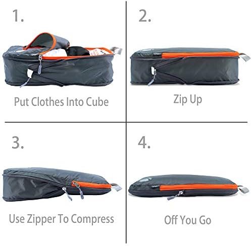 Cipway Compressie verpakking kubussen set, ultralichte uitbreidbare reisorganisatoren voor handbagage (grijs 3 stuks) - Image 2