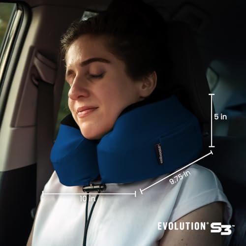 Cabeau Evolution S3 reiskussen - riemen aan vliegtuigstoel - zorgt ervoor dat je hoofd niet naar voren valt - Ontspan met pluche traagschuim - sneldrogende stof houdt je koel en droog (gitzwart).. - Image 5