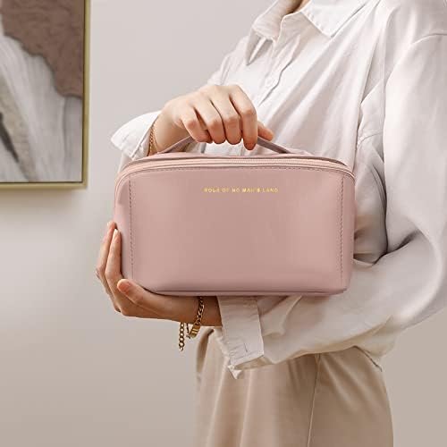 Aucuu Make-uptas voor op reis, PU-leer, draagbare make-uptas met grote inhoud, waterdicht, draagbaar, toilettas-organizer voor toiletartikelen, 31*21*3.6 CM - Image 6