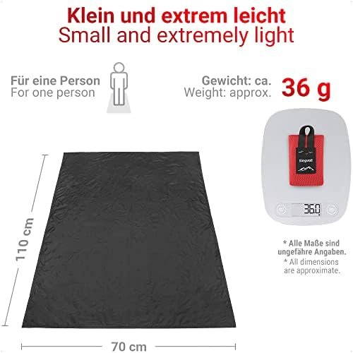 Siegvoll Mini Pocket Picknickdeken Lichtgewicht Draagbare Stranddeken Pocket Blanket voor Strand, Picknick, Camping en Wandelen, 70 x 110 cm (Zwart) - Image 2