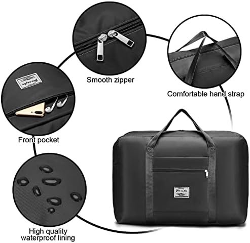 KSIBNW Travel Bag Hand Luggage 55x40x20cm, Lightweight Foldable Hand Luggage Ryanair Waterproof Large zwart Women Men, 45L Bag Sports Bag Hospital Bag Weekender Bag Training Bag for Travel - Image 5