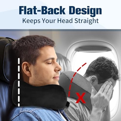Cirorld Reiskussen voor Vliegtuig, Nek Kussen voor Reizen, Traagschuim Reiskussen voor Volwassenen, Verstelbaar & Compact Vluchtkussen, Ergonomisch Nek Kussen, Met Oordopjes, Oogmasker, Draagtas - Image 4