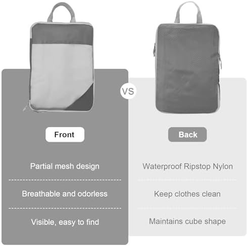 Compressieverpakkingskubussen voor koffers, reisorganisatorkubussen voor reisbenodigdheden, bagagekoffer, organizertassenset, lichtgewicht verpakkingsorganisatoren als reisaccessoires (set van 5, - Image 7