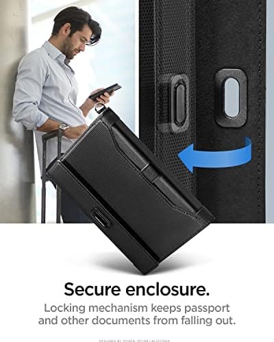 Spigen Paspoorthoes met RFID-Blokkering en Simkaartpin Paspoort Holder Gemaakt van kunstleer - Zwart - Image 5