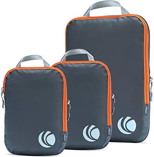 Cipway Compressie verpakking kubussen set, ultralichte uitbreidbare reisorganisatoren voor handbagage (grijs 3 stuks)