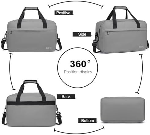 Kono 35x20x20 Holdall Cabin Bagage Reistas Onder Seat Flight Bag met Schouderband 14L (Grijs) - Image 3