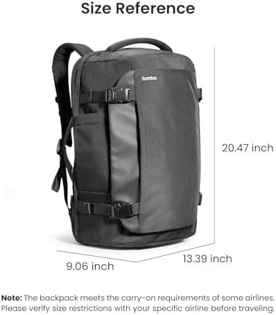 Tomtoc Reisrugzak van 40 liter, TSA-vriendelijke vluchtgoedgekeurde handbagage, handbagage, waterbestendige lichtgewicht zakelijke rugzak, duurzame grote weekendtas, geschikt voor laptops van 17,3 inch - Image 8