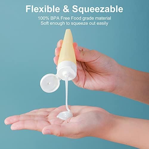 Reisflessenset van 22 stuks, lekvrije siliconen reiscontainers, lege plastic knijpflessen voor 80 ml en 60 ml, reisaccessoires voor toiletartikelen, shampoo, conditioner en lotion (BPA-vrij) - Image 5