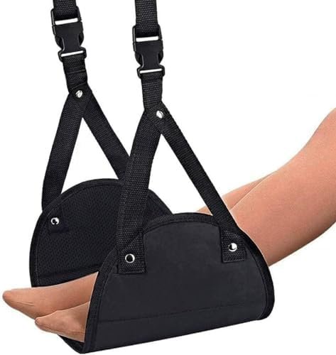 Voetsteun, vliegtuigvoetsteun van premium schuim, hoofdhangmat, draagbare voetsteun, handbagage, voetsteun, in hoogte verstelbare voetensteun, reisaccessoires, voetsteunen, hangmat, zwart