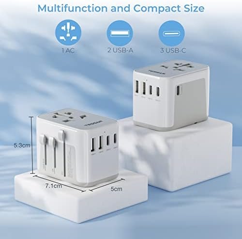 Tessan Reisadapter Wereldwijd, Universele Reisadapter Met 2 Usb En 3 Usb C, Internationale Stopcontactadapter, Reisstekkeradapter Wereldwijd Voor Duitsland Vs Engeland Thailand Italië Australië - Image 3