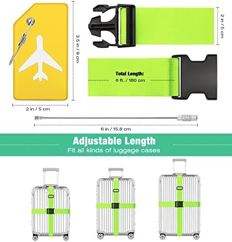 Raynesys 4 Pack Luggage Straps Luggage Tags Set, Adjustable 70.87 inch Suitcase Belts, Silicone Suitcase Tag with Name ID Cards, Travel Accessories for Men Women, Green - Image 2