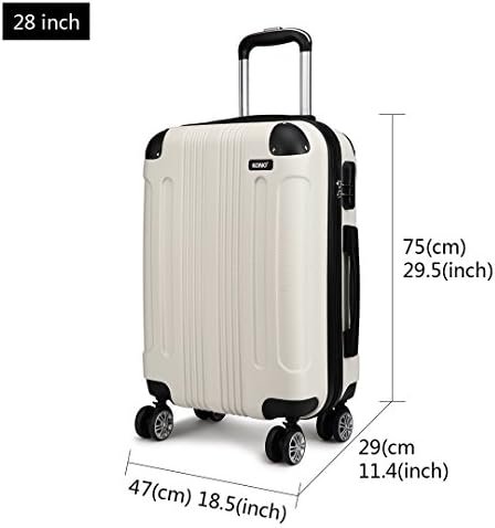 Kono 3-Delige Bagageset Hard Shell Koffer Lichtgewicht ABS met 4 Wielen Spinner Zakenreis Trolley Koffer 19" 24" 28" (Beige) - Image 4