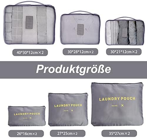 TXBOBECO Koffer-organizerset, 12-delige set, packing cubes voor koffer, reisaccessoires, kofferorganizer, schoenentas, kledingtassen, verpakkingskubus, cosmetica, paktassen (grijs) - Image 2