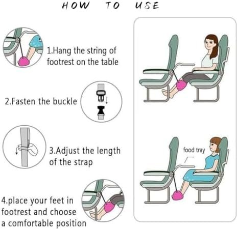 Vliegtuigvoetensteun - beste voetensteun voor reizen, reisaccessoires voor vliegtuigen, geen botsende voethangmat en draagbare beensteun voor vliegtuigen, ontspanning en comfort voor lange vluchten (schuim) - Image 6