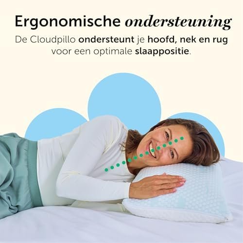 Cloudpillo Premium Memory Foam Kussen 50x70 cm - In Hoogte Verstelbaar Kussen - Ergonomisch Kussen - Koel/Warm kussen - Hypoallergeen Bedkussen - Duurzaam en Ideaal voor Mensen met Allergieën - Image 4