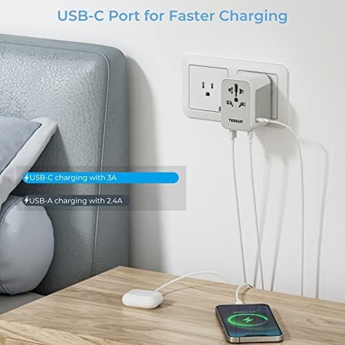 Tessan Reisadapter Wereldwijd, Universele Reisadapter Met 2 Usb En 3 Usb C, Internationale Stopcontactadapter, Reisstekkeradapter Wereldwijd Voor Duitsland Vs Engeland Thailand Italië Australië - Image 4
