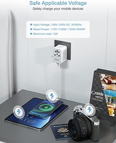 TESSAN Universele Stekkeradapter, Universele Reisstekker Adapter met 2 USB en 2 USB C, Universele Adapter voor EU, VK, Amerika, Canada, Australië, Universele Stekkeradapter - Image 3
