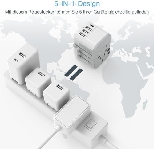 Tessan Reisadapter Wereldwijd Universele Reisstekker Met 3usb, 1usb C En 1ac-Aansluiting, Internationale Stopcontactadapter Universele Adapter Voor Duitsland Vs Engeland, Thailand, Italië, Australië - Image 3