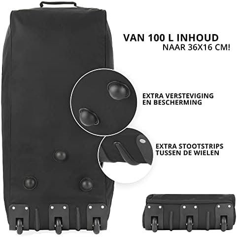 TravelZ Opvouwbare wieltas 100 liter - Grote Reistas op wielen - Zwart - Image 5