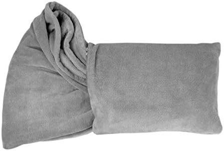Delindo Lifestyle 2-in-1 knuffeldeken reiskussen, grijs, 135 x 200 cm, pluizig zacht reiskussen om te zetten in reisdeken voor vrouwen, mannen en kinderen - Image 3