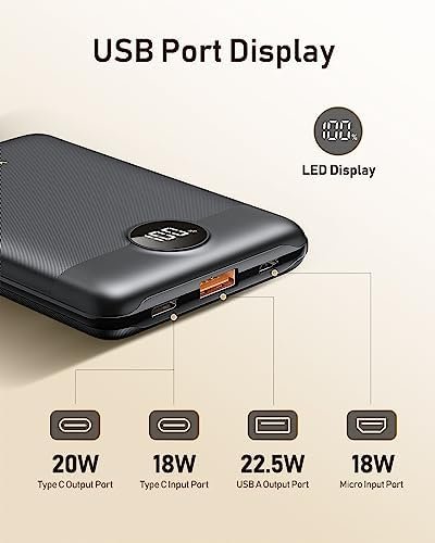 VEEKTOMX Mini Power Bank 10000mAh kleine Powerbank 22,5W USB C PD QC 3.0 Fast Charge Externe batterij, Ultra Compacte Draagbare Oplader met 2 Output Compatibel iPhone 14pro/ Sumsang s22/Xiaomi/OnePlus - Image 3