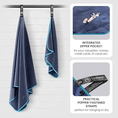 Microvezel Handdoek, Set van 2 + Opbergzak – Reishanddoek Groot & Klein: Badhanddoek + Handdoek | Sneldrogende Reishanddoek, Sporthanddoek, Absorptie, Licht, Mini, Reizen, Sport, Backpacker, Outdoor (Blauw) - Image 4