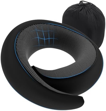 Yomisee Reiskussen, nekkussen voor reizen, vliegtuig, traagschuim, vliegkussen, draagbaar voor auto's, treinen, thuis, kantoren (zwart)