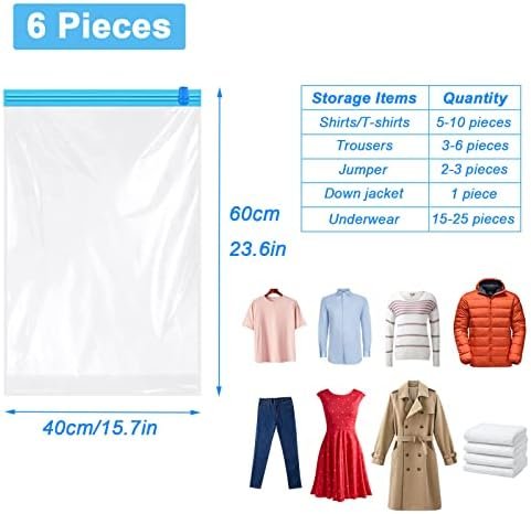 KEYRI 6 stuks compressiezakken om op te rollen, vacuümzakken voor kleding, opbergzakken, vacuüm herbruikbare kledingzakken voor reisbagage, 60 x 40 cm - Image 4