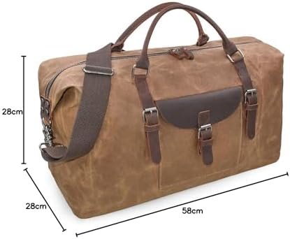 NEWHEY Reistassen voor heren, leer, canvas, waterdicht, grote capaciteit, weekendtas, vintage handbagage, uniseks, bruin, bruin (bruin) - .. - Image 8