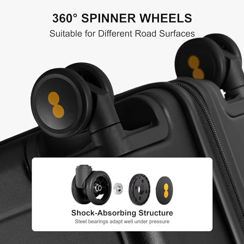 LEVEL8 Koffer Bagage 54.5 cm Cabine koffer PC Materiaal Lichtgewicht Ingebouwd TSA-slot, 8 Spinnerwielen, Handbagage,Hardcase Koffer en Trolley, 20 inch,40L,Zwart - Image 5