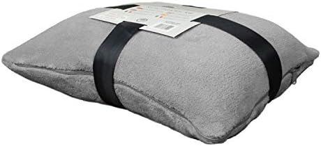 Delindo Lifestyle 2-in-1 knuffeldeken reiskussen, grijs, 135 x 200 cm, pluizig zacht reiskussen om te zetten in reisdeken voor vrouwen, mannen en kinderen - Image 2