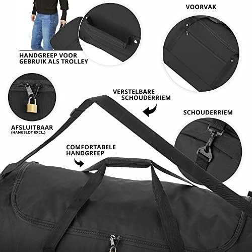 TravelZ Opvouwbare wieltas 100 liter - Grote Reistas op wielen - Zwart - Image 3