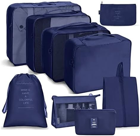 OSDUE Verpakkingstassen voor koffer, 9 stuks, waterdichte reiszakken, set, organizers, opbergzakken met zak voor digitale spullen en schoenentas voor kleding, koffer, schoenen