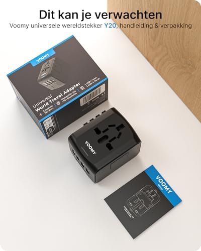 VOOMY Universele Wereldstekker, Reisstekker Wereld voor 170+ landen, Reisadapter Wereldwijd voor USA Europa Australië UK, Internationale Reisadapter met 3 USB-A en 1 USB-C poort - Image 7