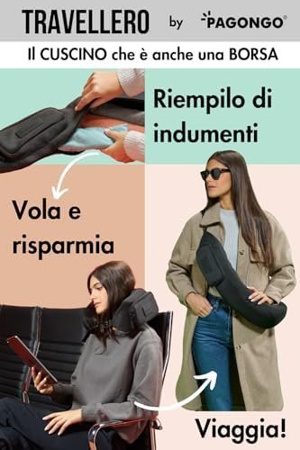 TRAVELLERO Vulbaar Reiskussen met Kleding | Reiskussen Tas | Reiskussen, Handige Reisaccessoires, Vliegtuigkussen, Accessoires voor Reizen per Vliegtuig, Reisnek Kussen - Image 2