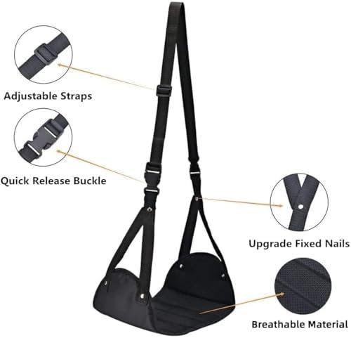 Voetsteun, vliegtuigvoetsteun van premium schuim, hoofdhangmat, draagbare voetsteun, handbagage, voetsteun, in hoogte verstelbare voetensteun, reisaccessoires, voetsteunen, hangmat, zwart - Image 3